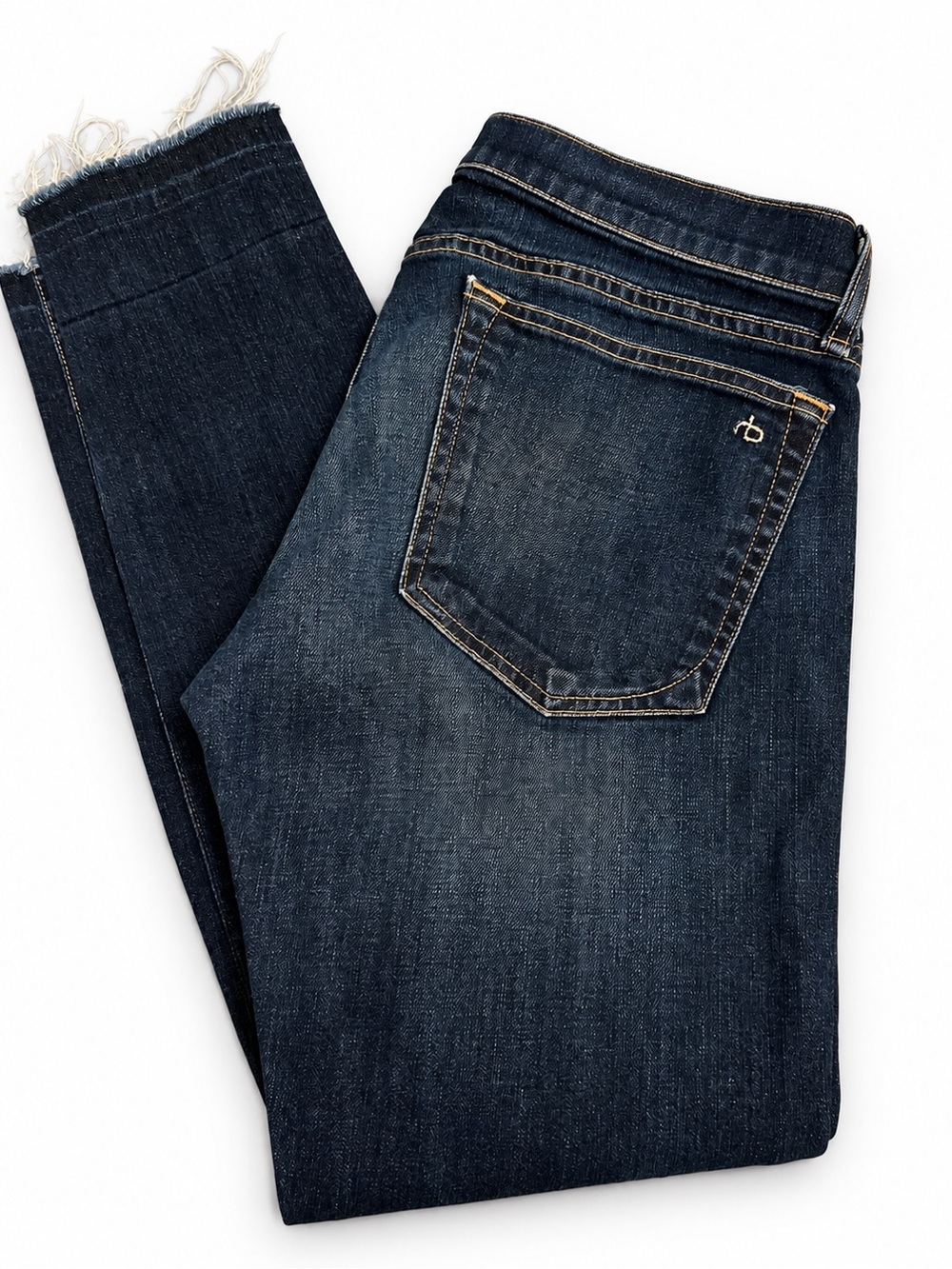 Rag & Bone Dre Slim Ankle Jeans Size 28 Dark Indigo Raw Hem